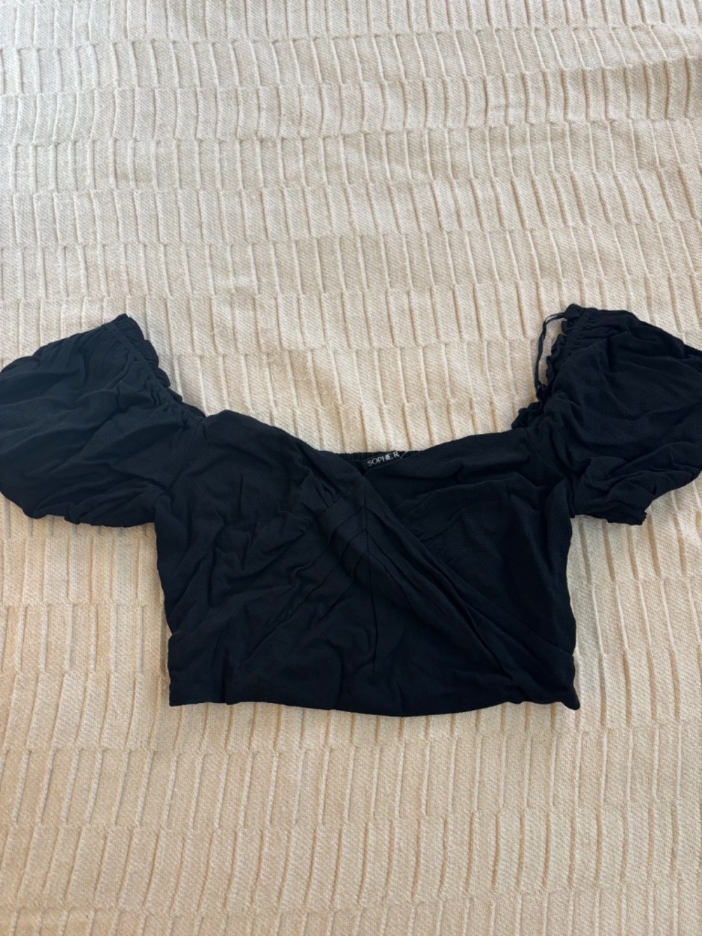 Sophie Rue Black Ruffle Cropped Blouse